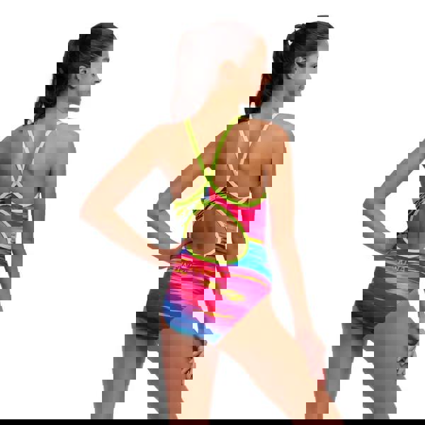 Funkita Girls Lost Ocean Diamond Back Swimsuit in multi tie-dye with Finis