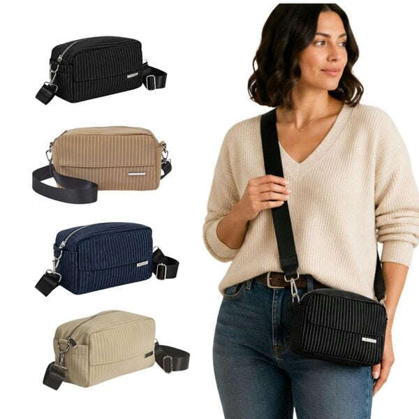 Lorenz Striped Waxed Feel Crossbody Bag