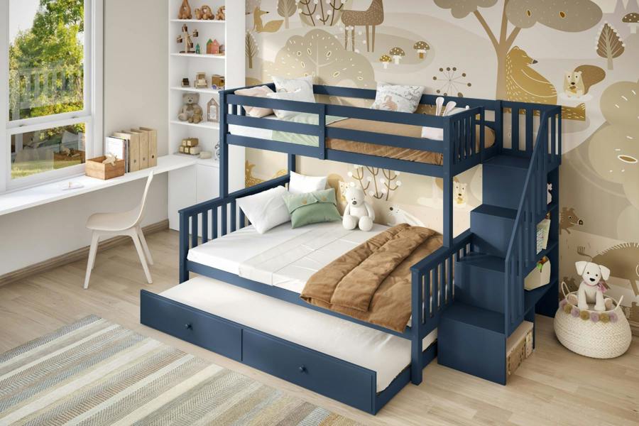 Flair Tag Triple Staircase Bunk Bed with Trundle