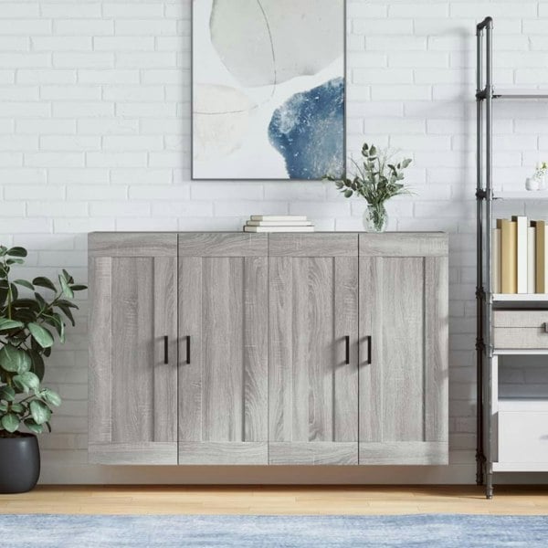 Berkfield Wall Mounted Cabinets 2 pcs Grey Sonoma Engineered Wood