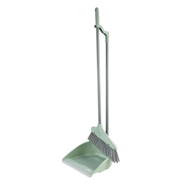 JVL Long Handle Dust Pan And Brush Set - Green