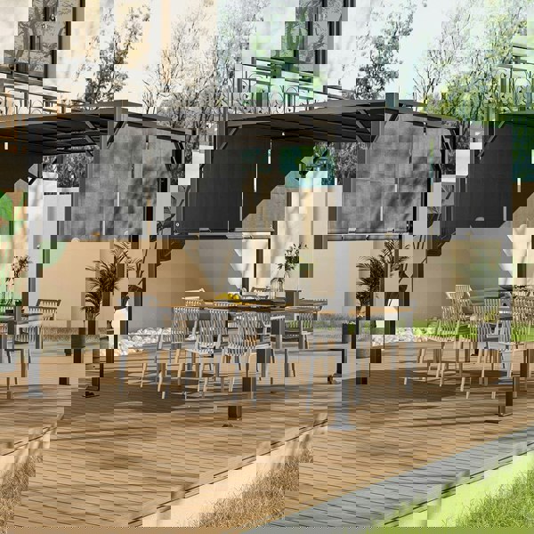 Luxury Outdoor Steel Pergola with Retractable Canopy Living and Home 