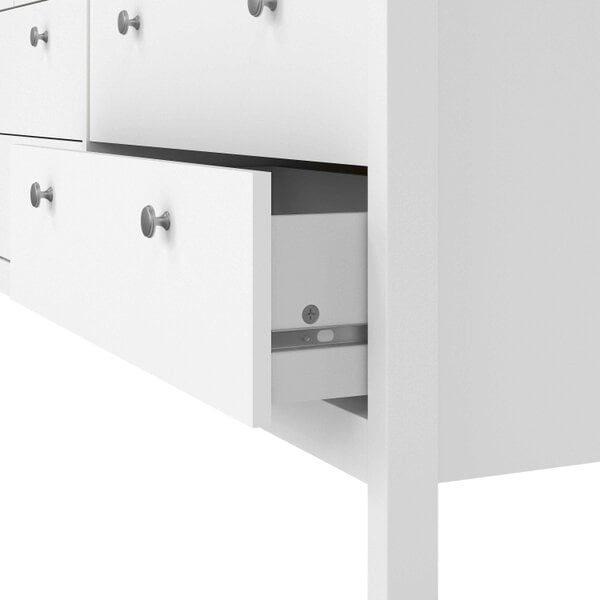 Wyld Haus Gossmere White Wooden Large Double Dresser 8 Drawers Silver Handles