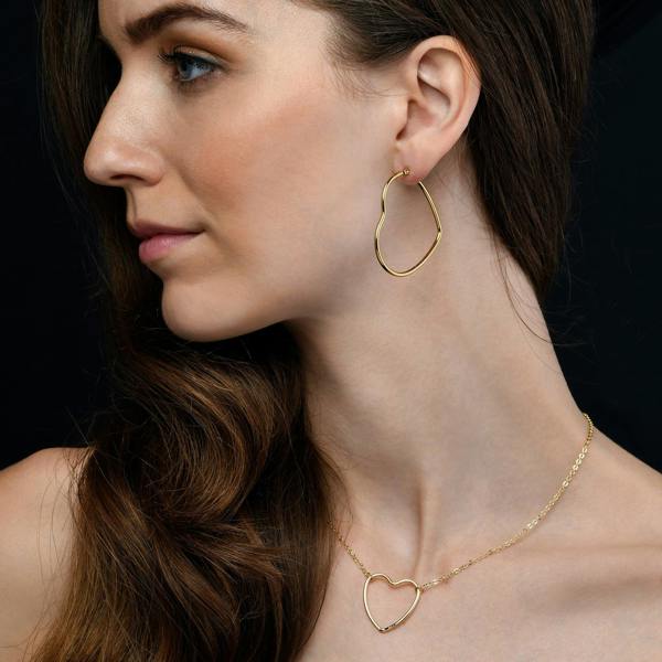 Zavana Large Gold Plated Heart Hoop Earrings for Women