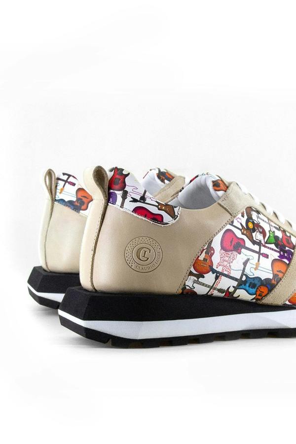 GUITAR PRINTED LEATHER AND SUEDE TRAINERS - Premium Men's Patterned Shirt by Claudio Lugli | Bold Design, Tailored Fit, Best Printed Shirts
