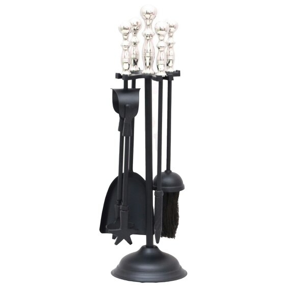Hill Interiors Dutchess Chrome Companion Set - Silver/Black