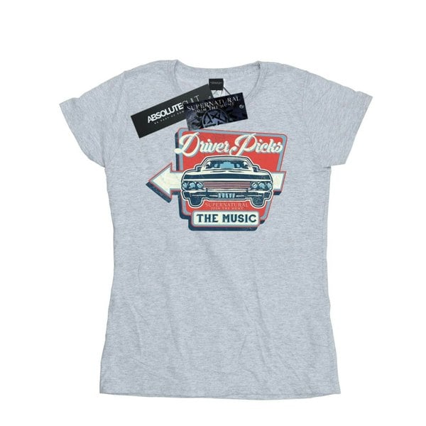 Supernatural Womens Driver Picks The Music Cotton T-Shirt - Sports Grey