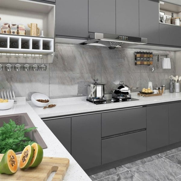 Berkfield Self-adhesive Furniture Films 2 pcs Grey 500x90 cm PVC
