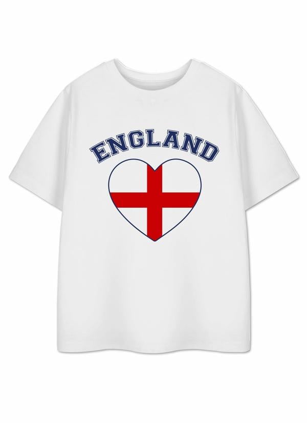 Show Me The Merch Unisex Kids White Heart Short Sleeved T-Shirt