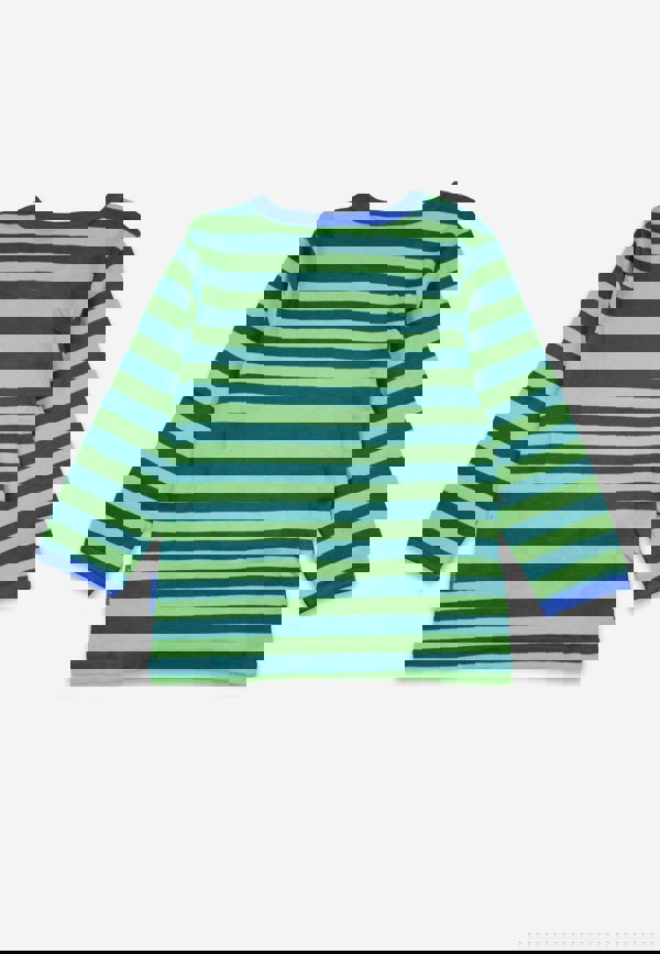 Organic Green Tonal Dinosaur Applique Long - Sleeved T-Shirt - Toby Tiger