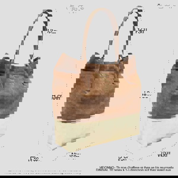 Assots London 'DONNA' Tan and Metallic Yellow Gold Real Leather Unlined Designer Shopper Bag