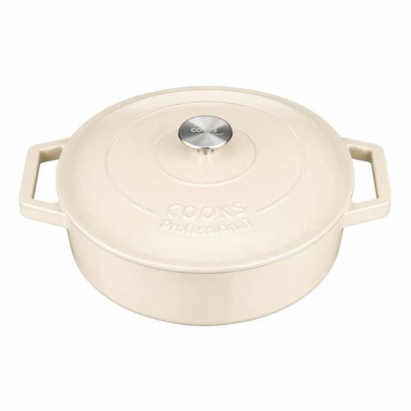 Cooks Professional 28cm Shallow Cast Iron Casserole | Ivory