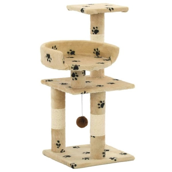 Berkfield Cat Tree with Sisal Scratching Posts 65 cm Paw Prints Beige