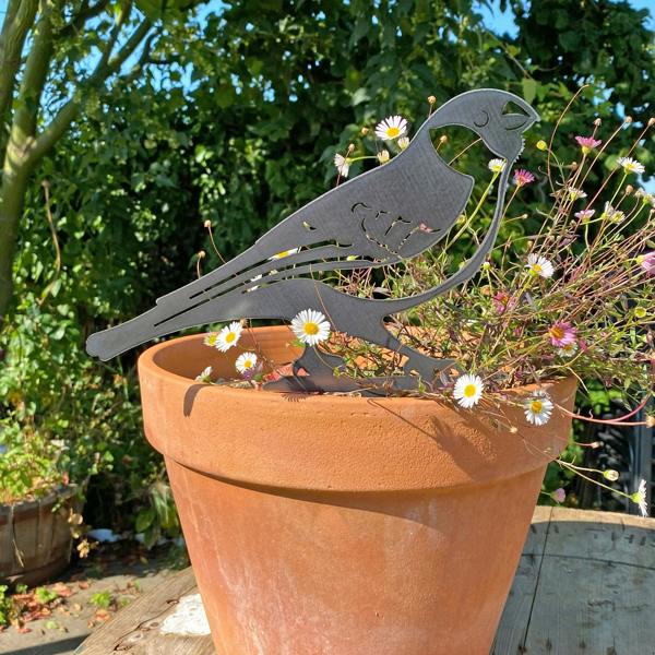 Ferncrest Trading Steel Bullfinch Bird Silhouette Garden Stake Ornament