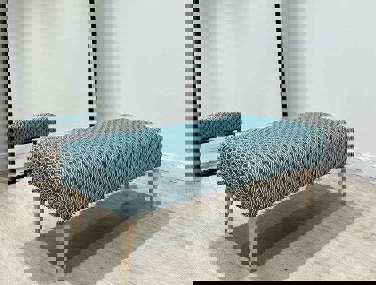 PREMIUM PATTERN FABRIC FOOTSTOOL POUFFE FOOTREST TABLE - ISTOOLS