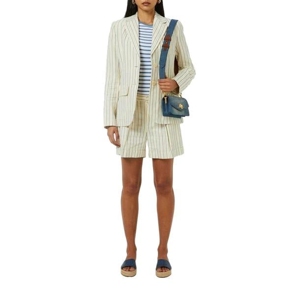 Ralph Lauren Womens/Ladies Striped Logo T-Shirt - White/Azure Blue - 
