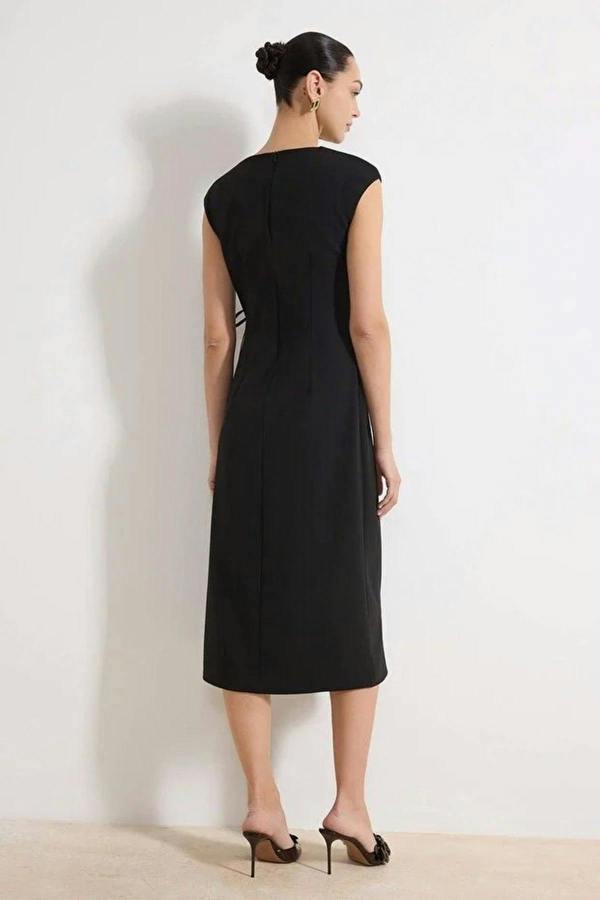 WOVCOR Tie Detail Sleeveless Midi Dress