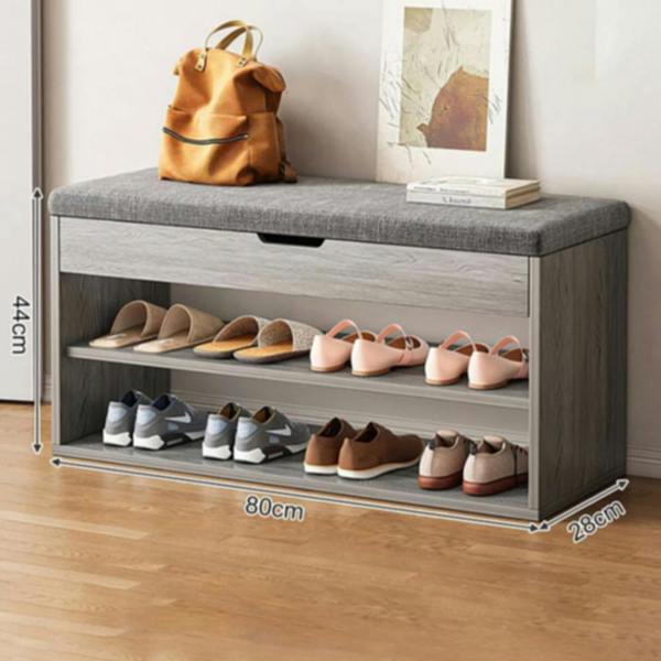 Havendro Shoe Bench with Padded Seat Cushion Wooden Shoe Storage Cabinet Organiser Rack