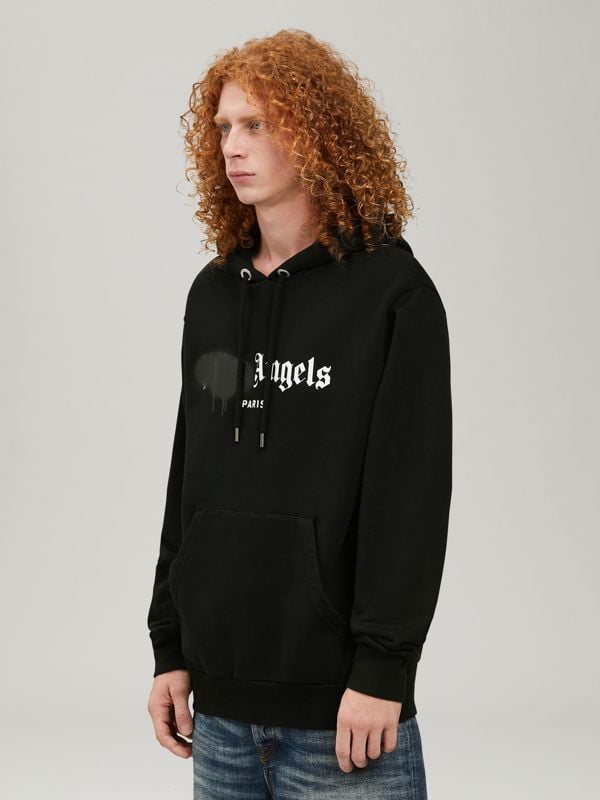 Palm Angels Paris Spray Paint Logo Hoodie - Black