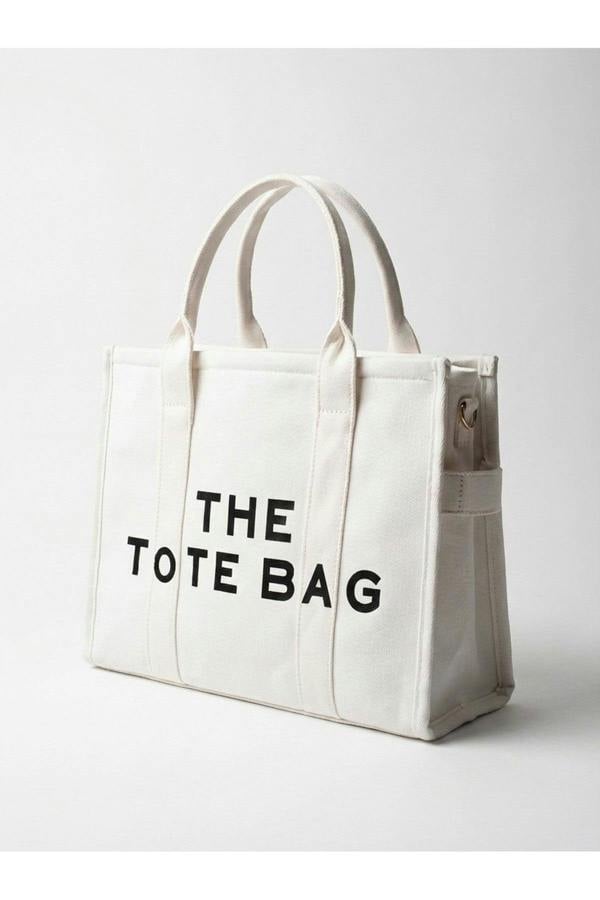 Chloe Womens Canvas Slogan Tote Bag - White