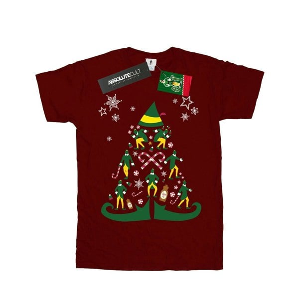 Elf Boys Christmas Tree T-Shirt - Burgundy