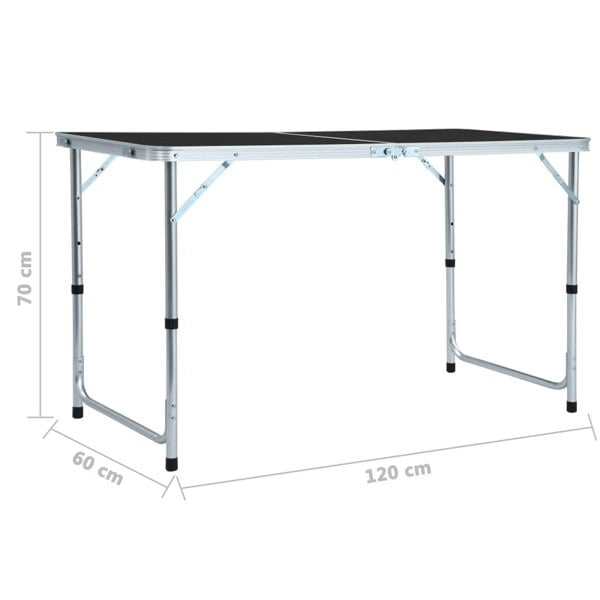 Berkfield Foldable Camping Table Grey Aluminium 120x60 cm