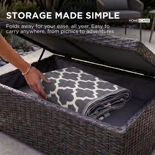 HOMESCAPES Outdoor Rug Luxury Waterproof Reversible Recycled, For Garden, Nola Geometric