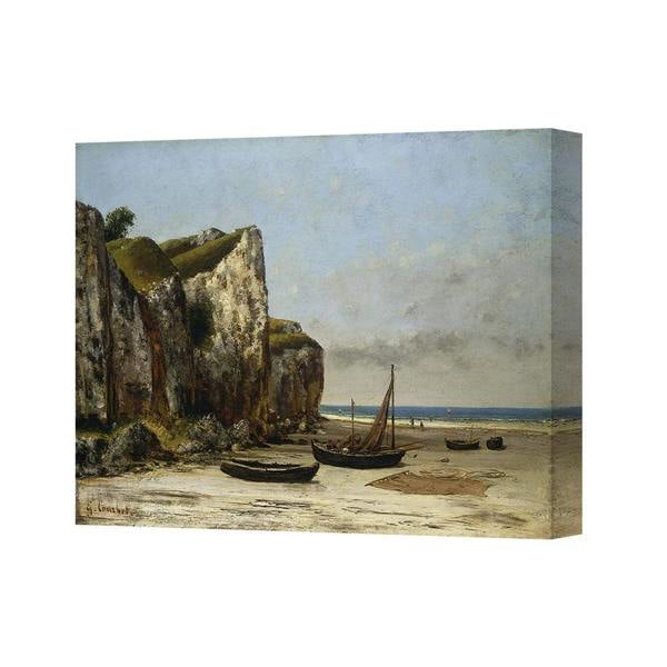 Benjamin Tate Design Seaside Cliff Landscape With Boats Canvas Wall Art Print