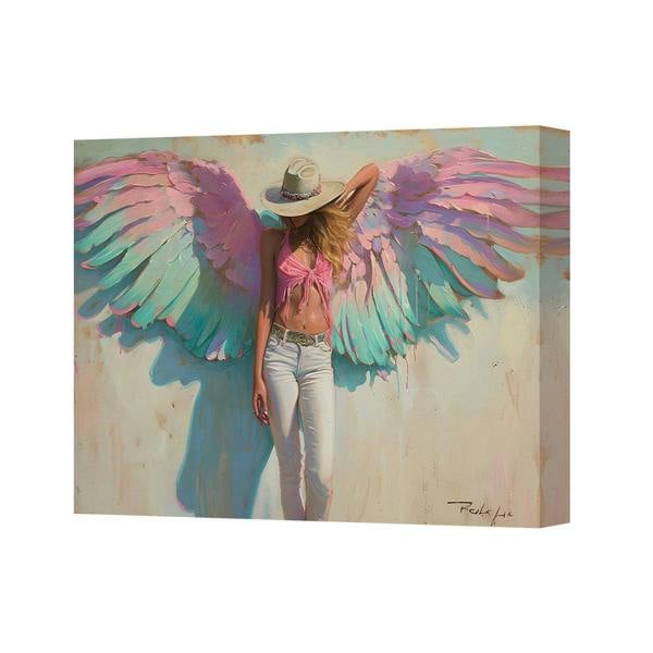 Benjamin Tate Design Rainbow Winged Woman Canvas Art Print On Deep Wooden Frame