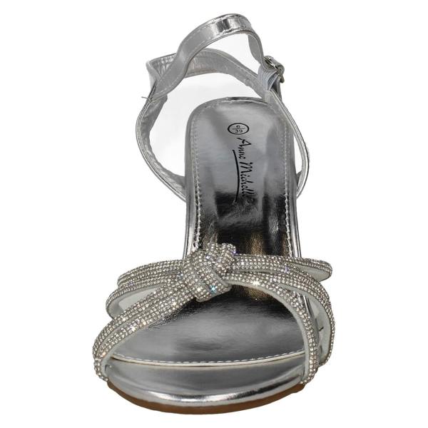 Anne Michelle Ladies Anne Michelle High Block Heel Diamante Knot Sandals F12051