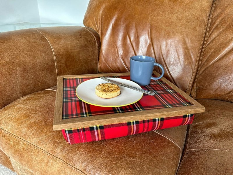 Made in the Mill Royal Stewart Red Tartan Luxury Lap Tray with Bean Bag