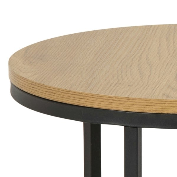 Furniture To Go Spiro Round Coffee Table Set with Oak Top & Black Legs