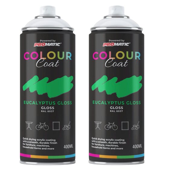 Colour Coat 2X Eucalyptus RAL 6037 Gloss Spray Paint 400ml