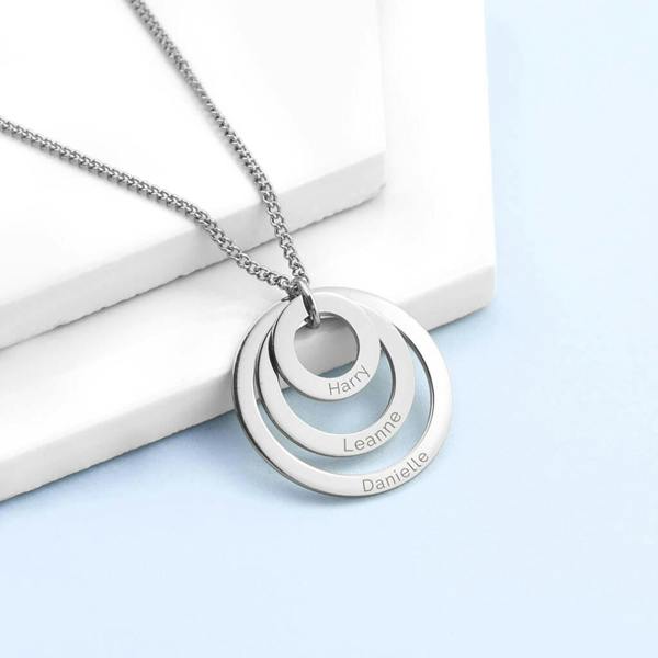 Personalised Family Names Rings Necklace - main product image