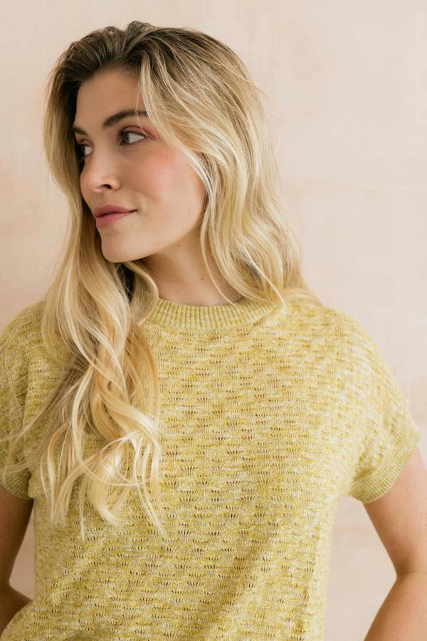 Lily & Me Lola Pointelle Knit Top Lime