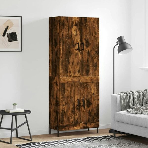 Berkfield Highboard Smoked Oak 69.5x34x180 cm Engineered Wood