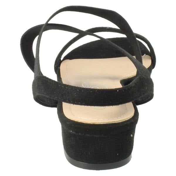 Spot On Ladies Spot On Slip On Cross Strap Low Heel Smart Sandals F12082