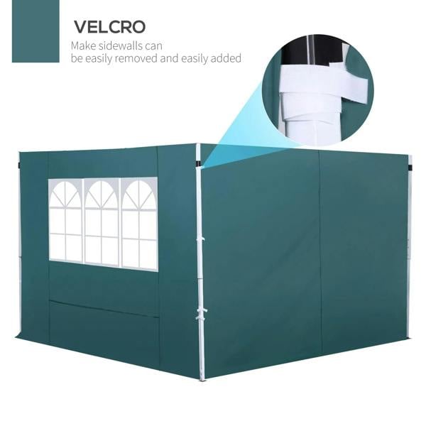 Dark green gazebo side wall panel with Velcro attachment points and window
