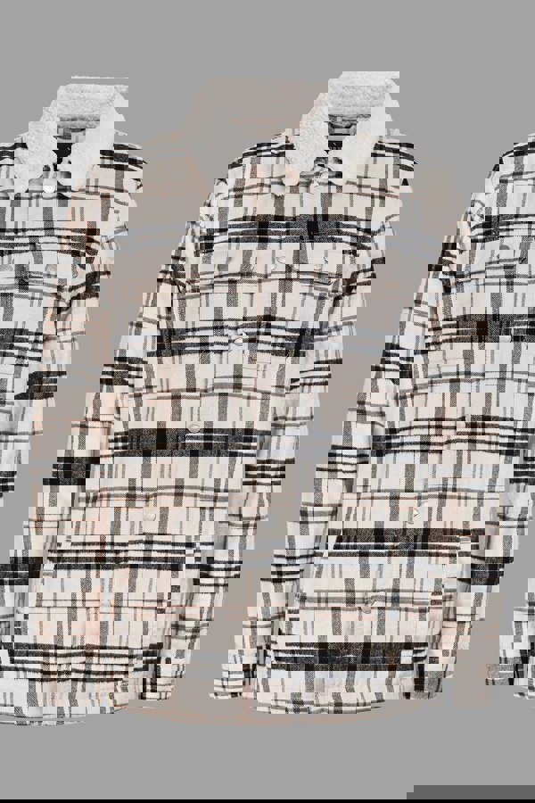 Men's Tartan Check Borg Lined Cotton Shacket