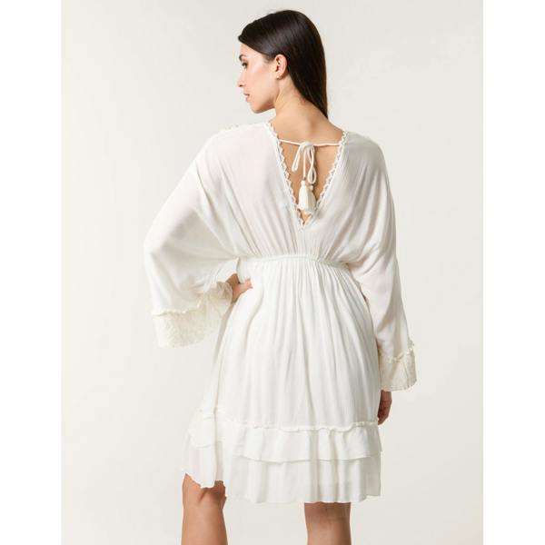 Blue Vanilla Embellished Kimono Sleeve Mini Dress