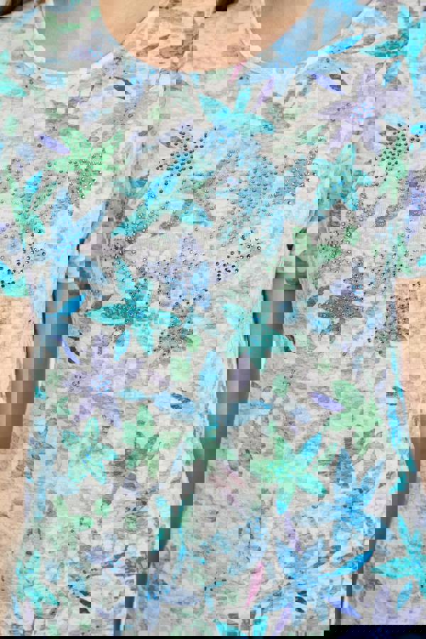 Mudflower Leaf Embellished Burnout Top