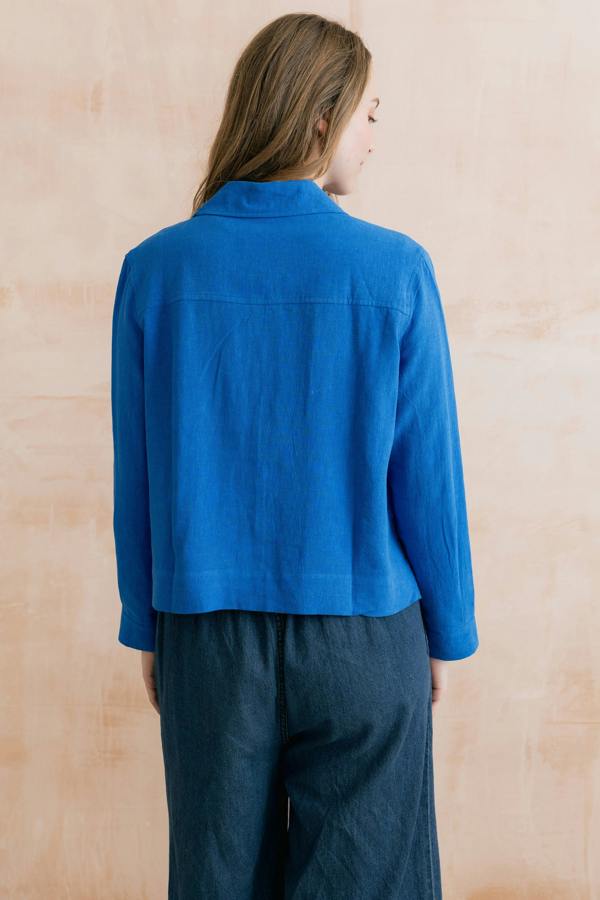 Lily & Me Grasslands Linen Blend Jacket Cobalt