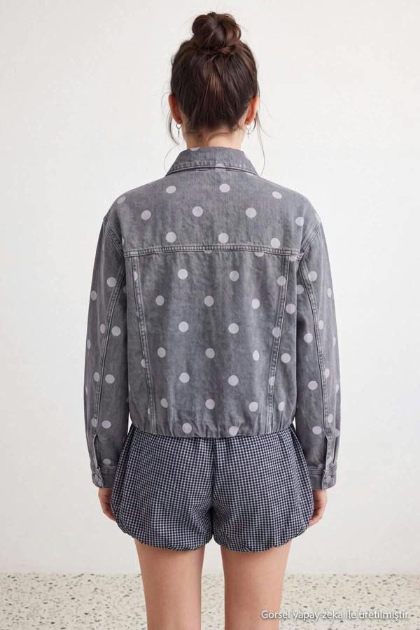 High Neck Long Sleeve Denim Jacket