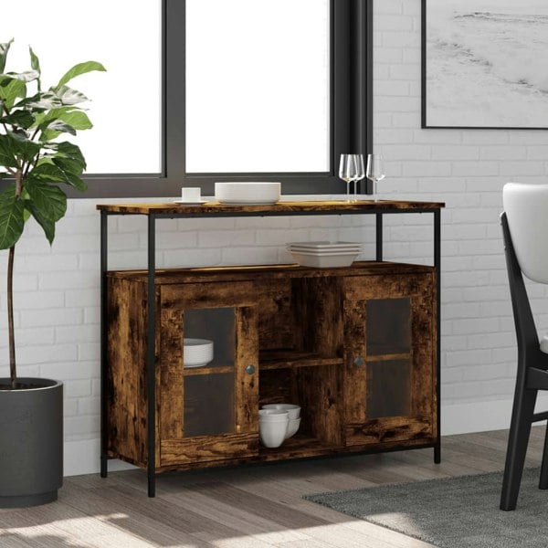 Berkfield Sideboard Smoked Oak 100x35x80 cm Engineered Wood