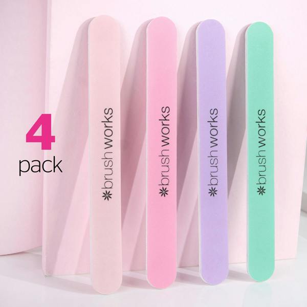 Brushworks Pastel Coloured Nail Files - 4 Pack