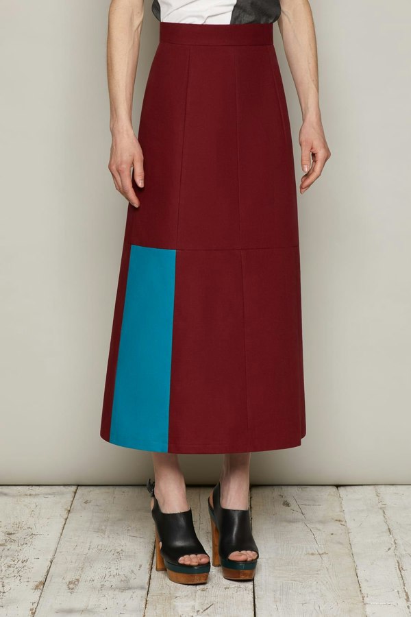 Bo Carter A Line Huberta Skirt in Organic Cotton - Maroon