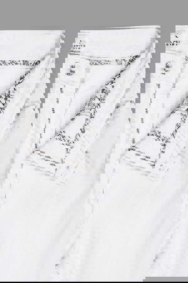 ENORSIA Women's White Straight Leg Jeans