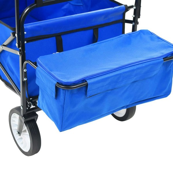 Berkfield Folding Hand Trolley with Canopy Steel Blue