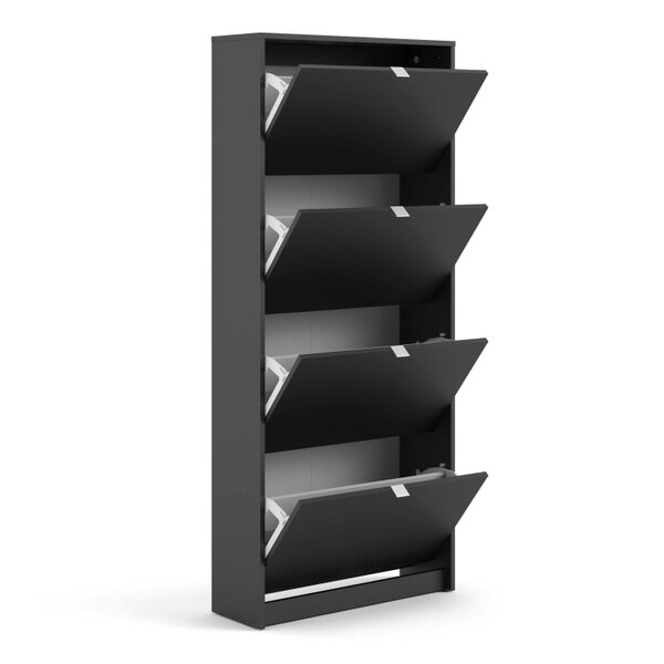 Wyld Haus Prague Black Shoe Cabinet 4 Flip Down Doors