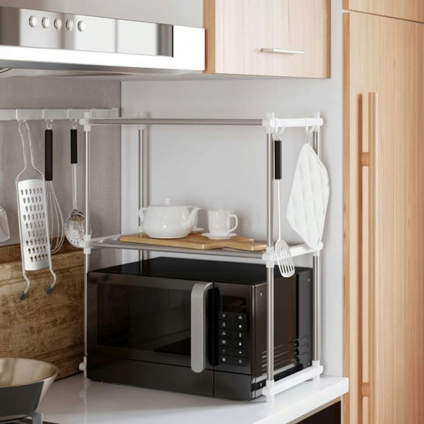 Berkfield Microwave Shelf White 51x27x63 cm Aluminium